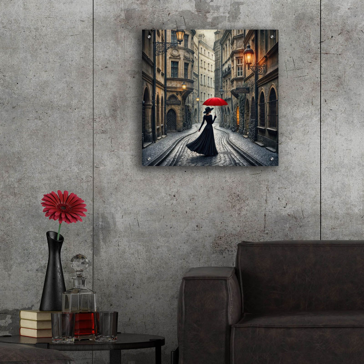 Evening Walk In Town by Rey Klimt - 24x24 acrylic wall art in a room