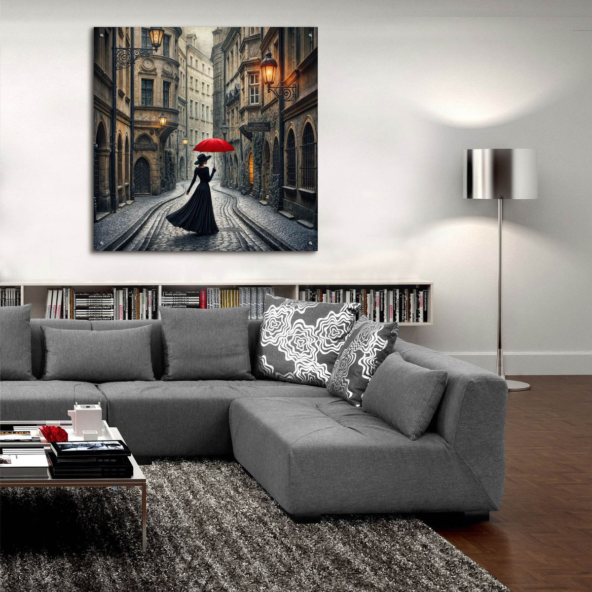 Evening Walk In Town by Rey Klimt - 36x36 acrylic wall art in a room