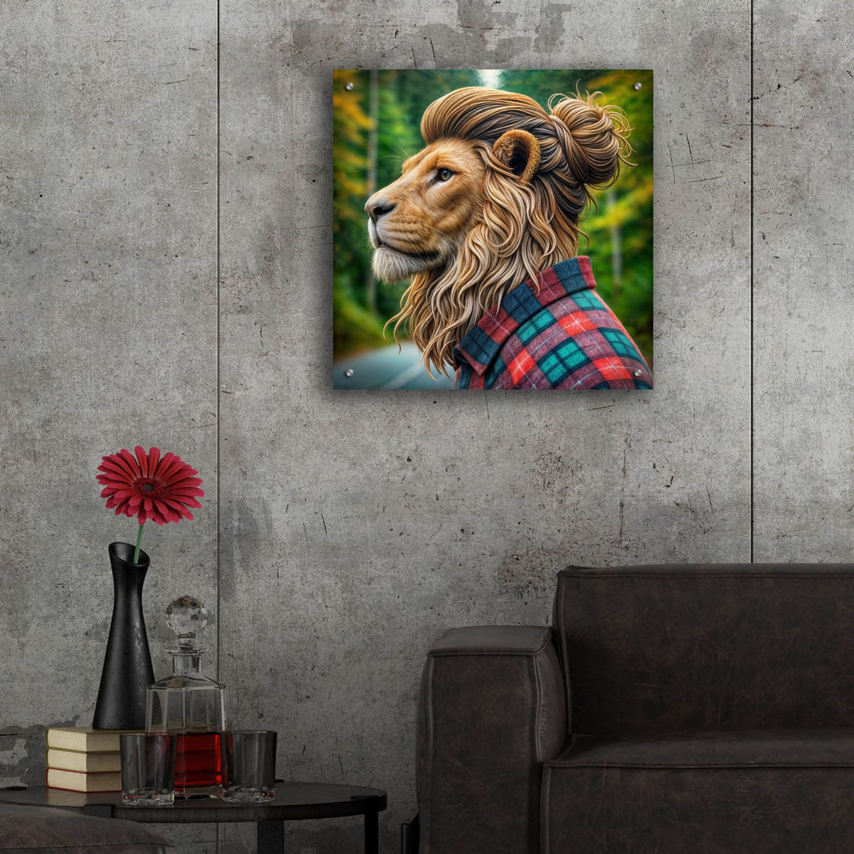 Everyday Lion by Rey Klimt - 24x24 acrylic wall art in a room