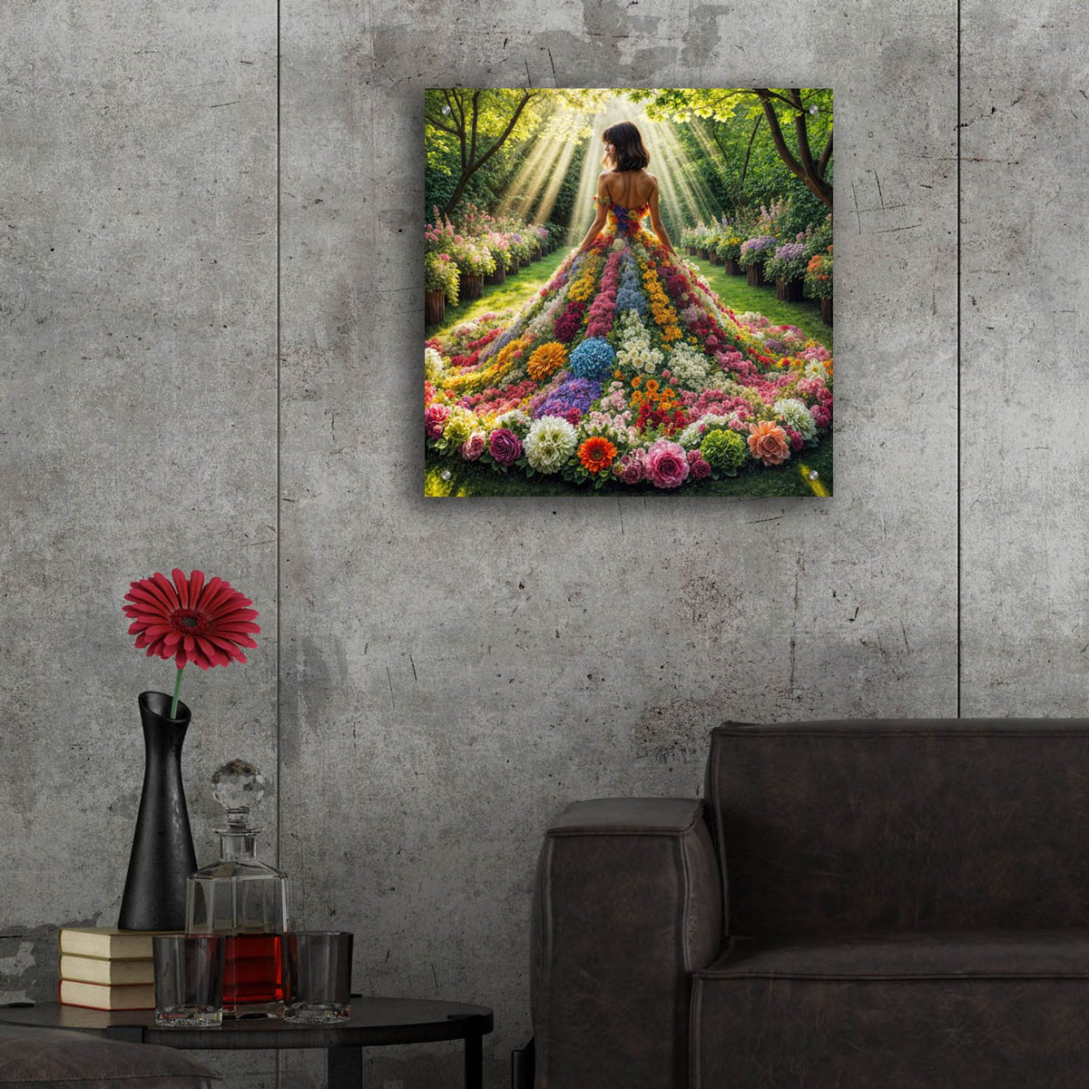 Flower Dress by Rey Klimt - 24x24 acrylic wall art in a room
