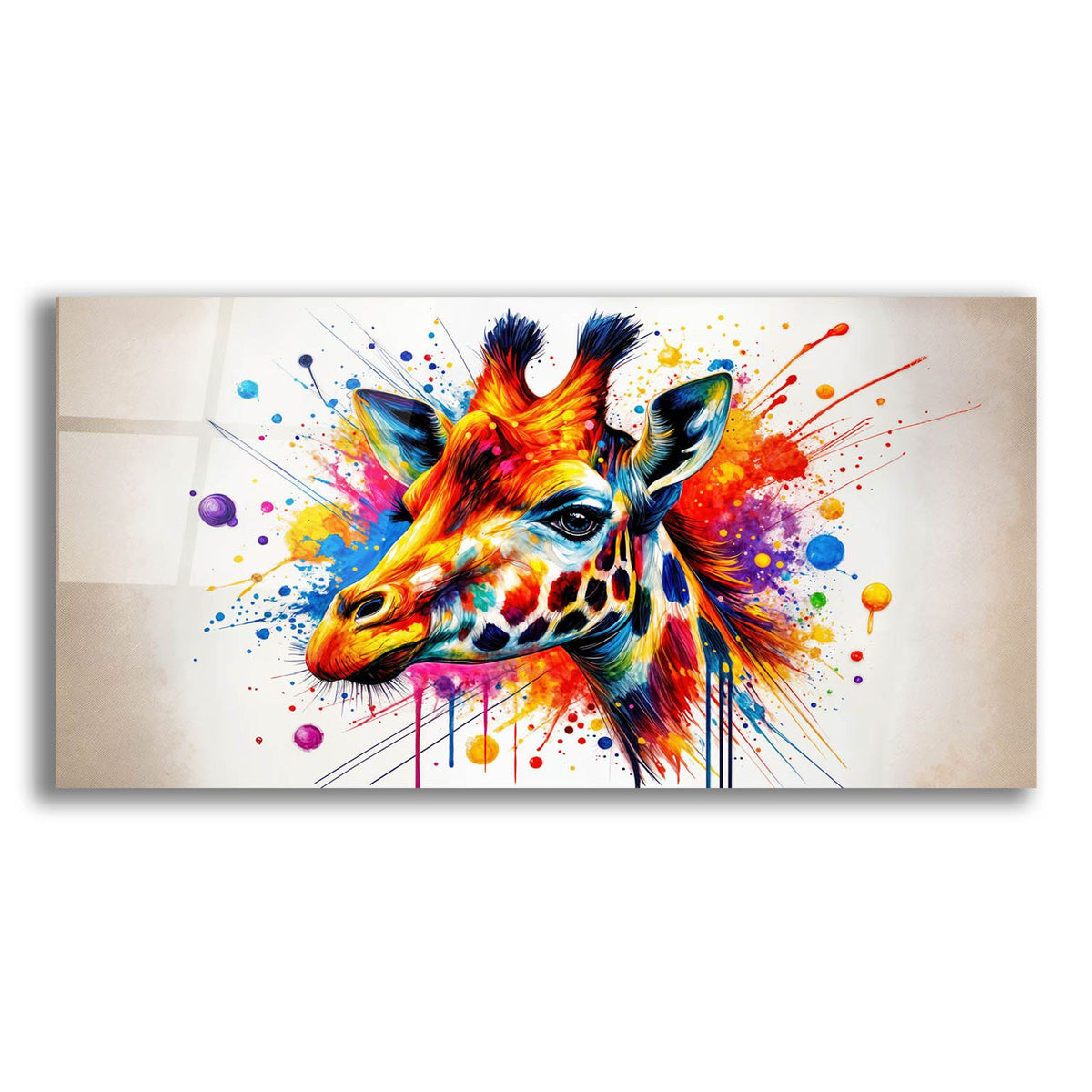 Giraffe Paint Splashes by Rey Klimt acrylic glass wall art