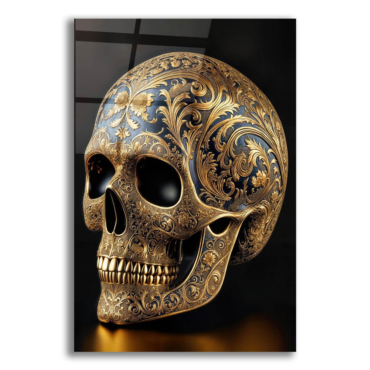 Golden Skull by Rey Klimt acrylic glass wall art