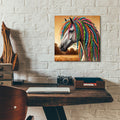 Horse With Colorful Dreadlocks by Rey Klimt - 12x12 acrylic wall art in a room