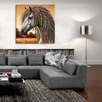Horse With Colorful Dreadlocks by Rey Klimt - 36x36 acrylic wall art in a room
