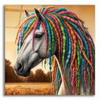 Horse With Colorful Dreadlocks by Rey Klimt acrylic glass wall art