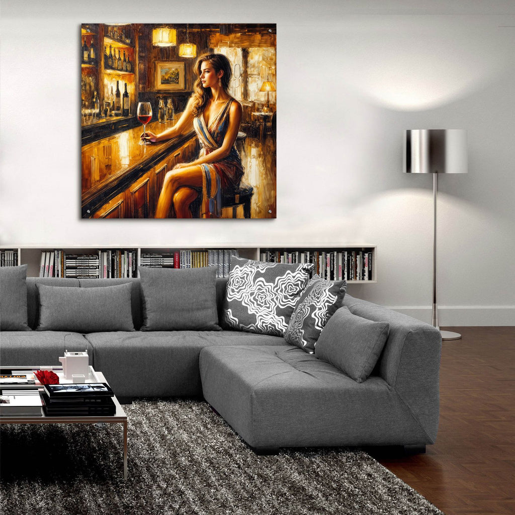 Lady In A Bar by Rey Klimt - 36x36 acrylic wall art in a room