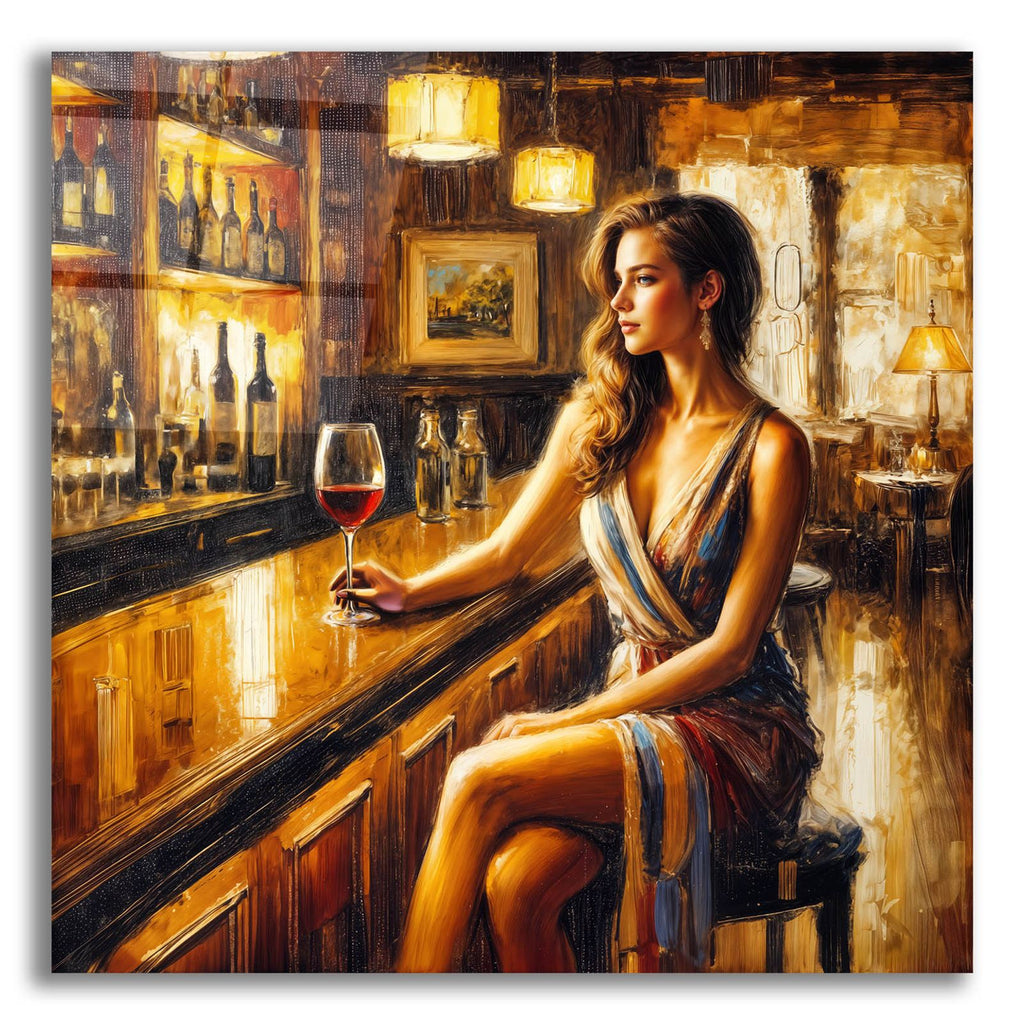 Lady In A Bar by Rey Klimt acrylic glass wall art