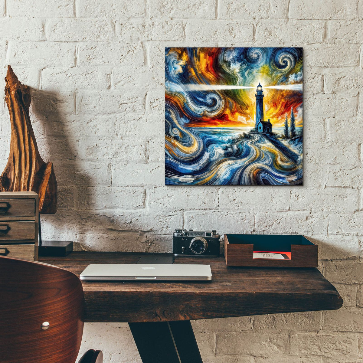 Lighthouse Abstract by Rey Klimt - 12x12 acrylic wall art in a room