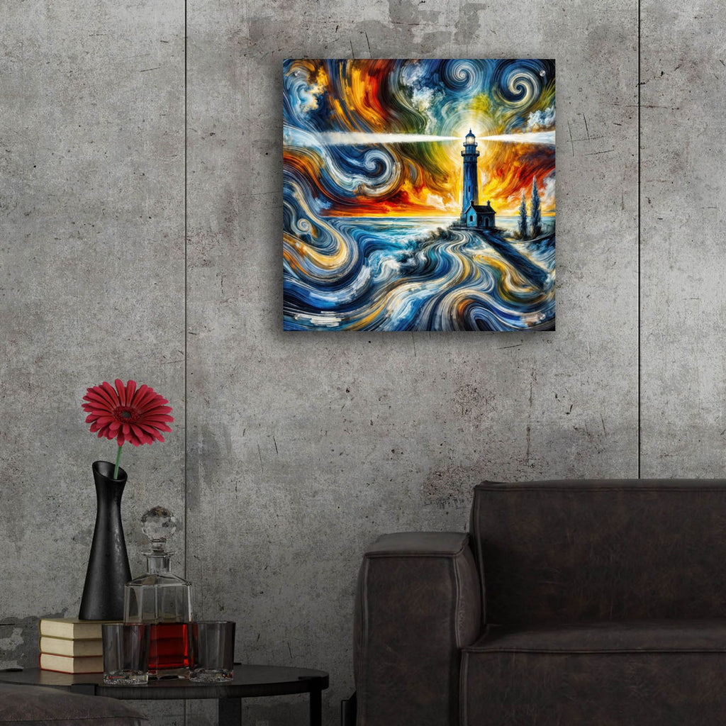 Lighthouse Abstract by Rey Klimt - 24x24 acrylic wall art in a room