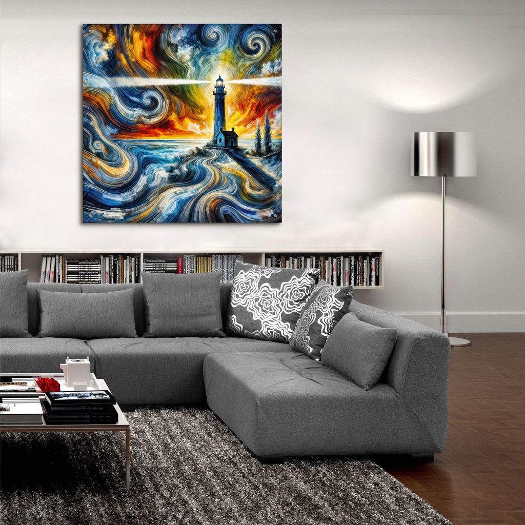 Lighthouse Abstract by Rey Klimt - 36x36 acrylic wall art in a room