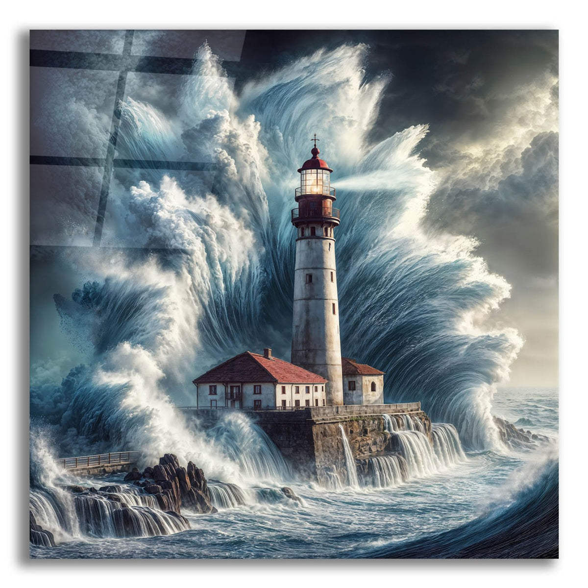 Lighthouse In Storm by Rey Klimt acrylic glass wall art