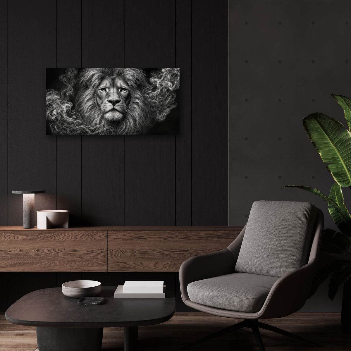 Lion Stare by Rey Klimt - 24x12 acrylic wall art in a room