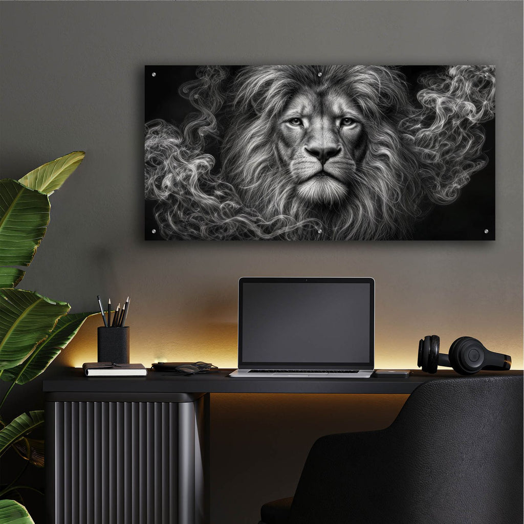 Lion Stare by Rey Klimt - 48x24 acrylic wall art in a room