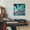 Magical Castle Under Northern Lights by Rey Klimt - 12x12 acrylic wall art in a room