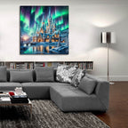 Magical Castle Under Northern Lights by Rey Klimt - 36x36 acrylic wall art in a room