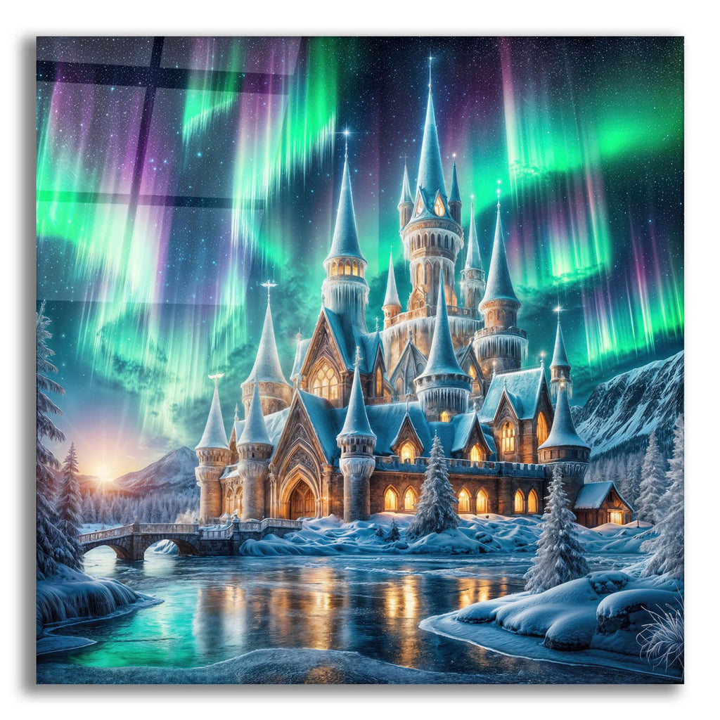 Magical Castle Under Northern Lights by Rey Klimt acrylic glass wall art