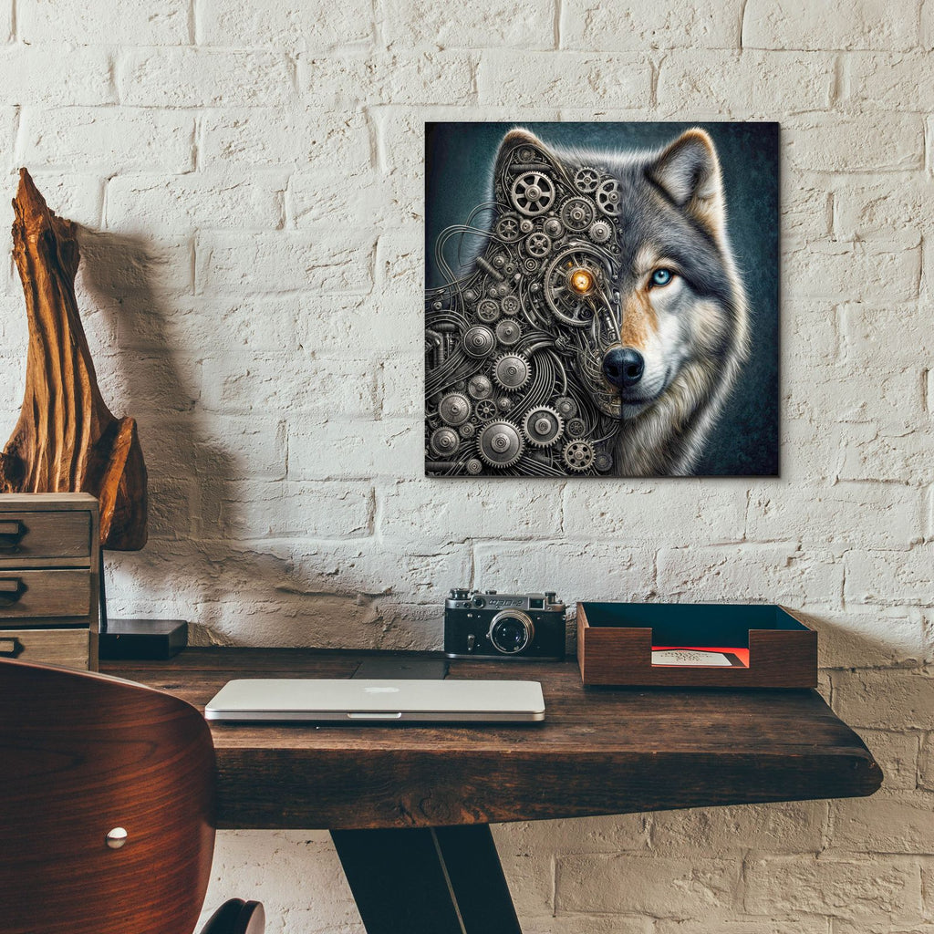 Mechanical Wolf by Rey Klimt - 12x12 acrylic wall art in a room