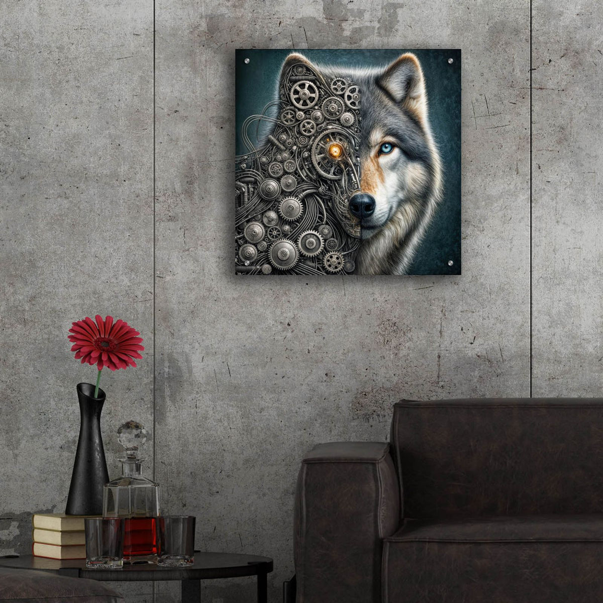 Mechanical Wolf by Rey Klimt - 24x24 acrylic wall art in a room