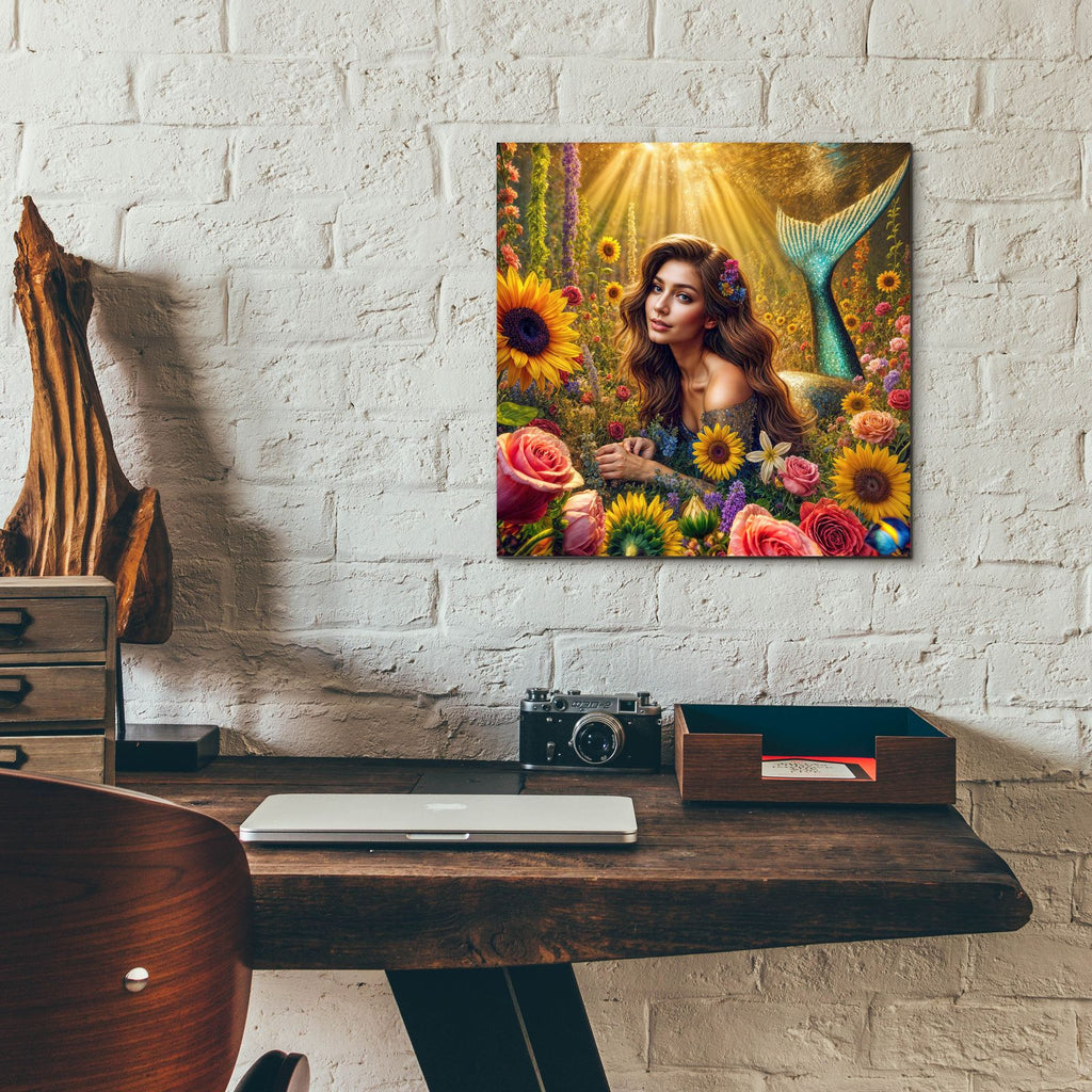 Mermaid In Flowers by Rey Klimt - 12x12 acrylic wall art in a room