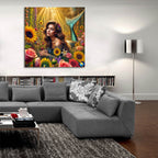 Mermaid In Flowers by Rey Klimt - 36x36 acrylic wall art in a room
