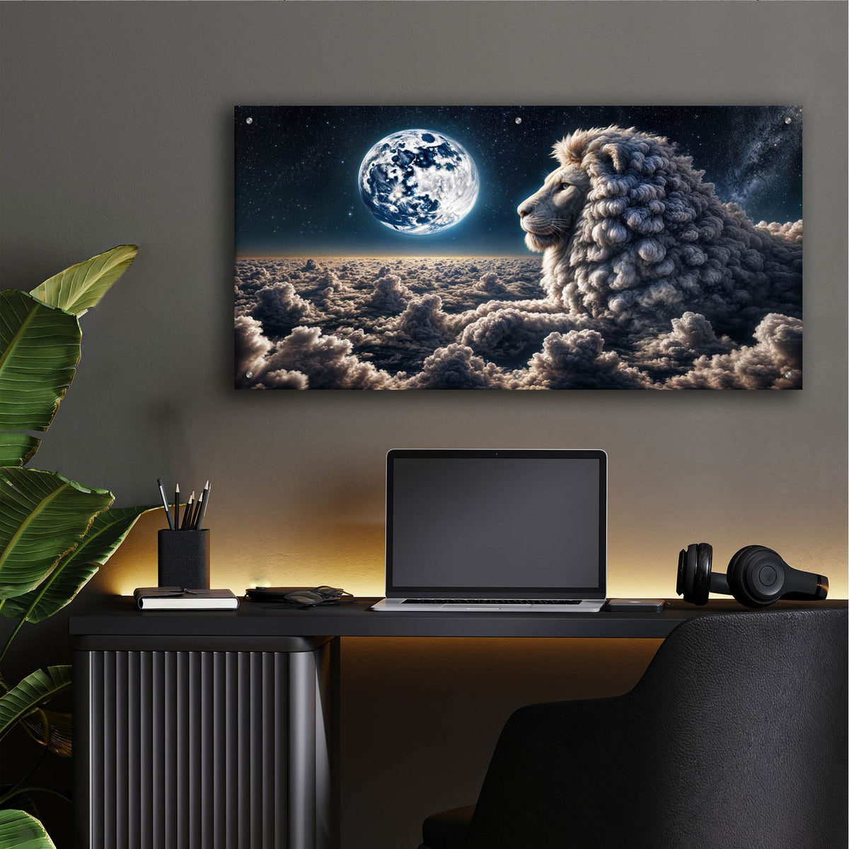 Moon Watching by Rey Klimt - 48x24 acrylic wall art in a room