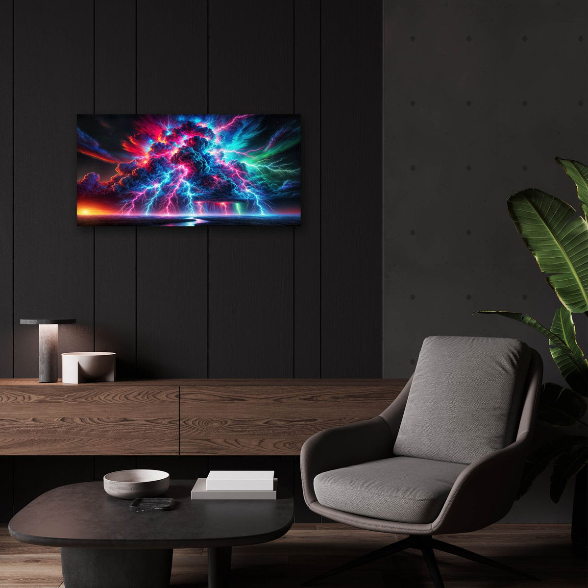 Neon Thunder by Rey Klimt - 24x12 acrylic wall art in a room