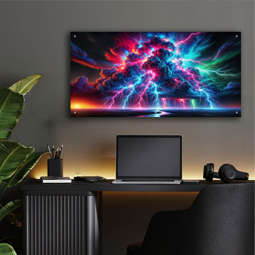 Neon Thunder by Rey Klimt - 48x24 acrylic wall art in a room