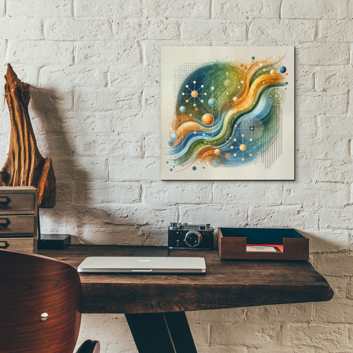 Planetary Abstract by Rey Klimt - 12x12 acrylic wall art in a room