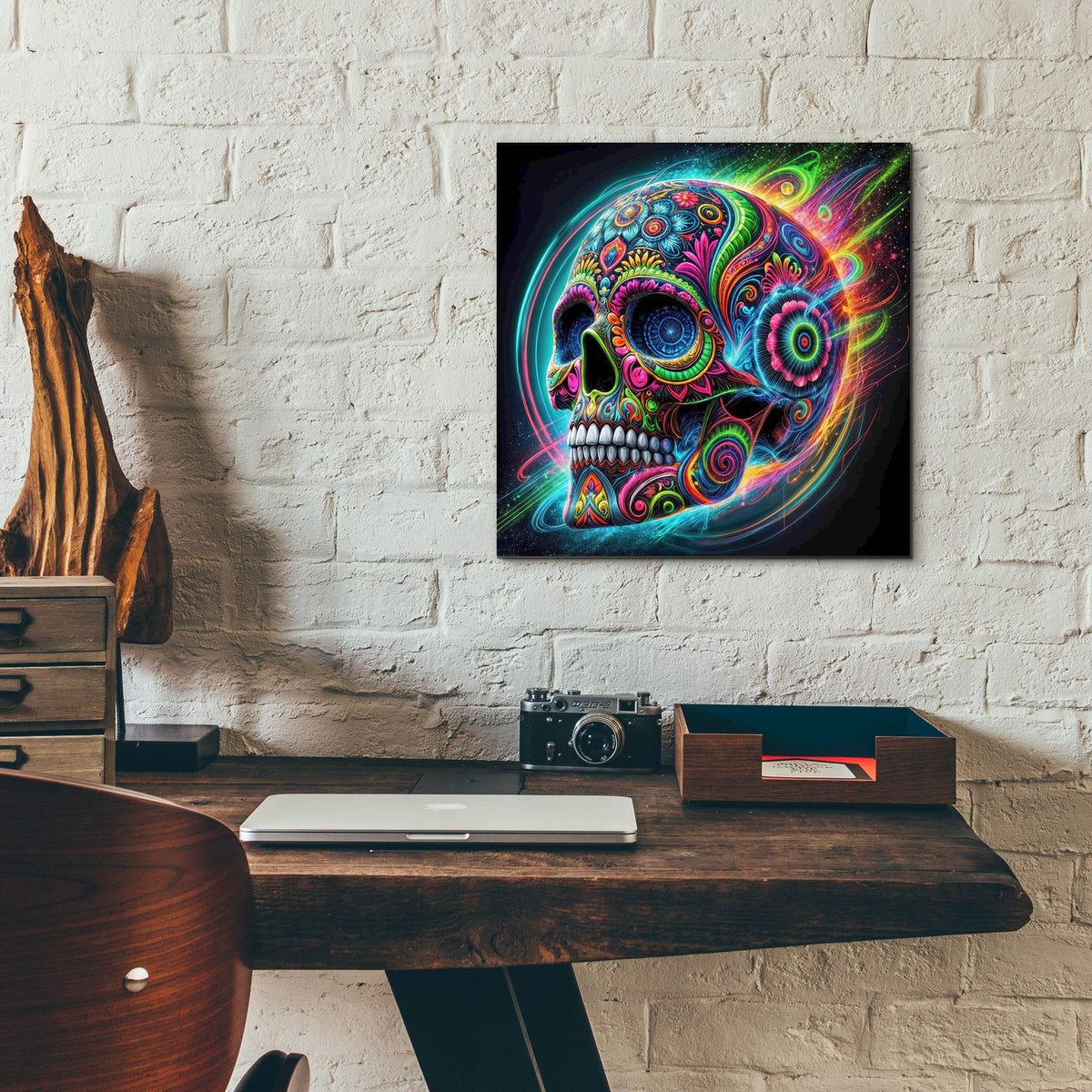 Skull Graffiti by Rey Klimt - 12x12 acrylic wall art in a room