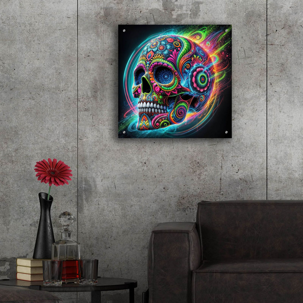 Skull Graffiti by Rey Klimt - 24x24 acrylic wall art in a room