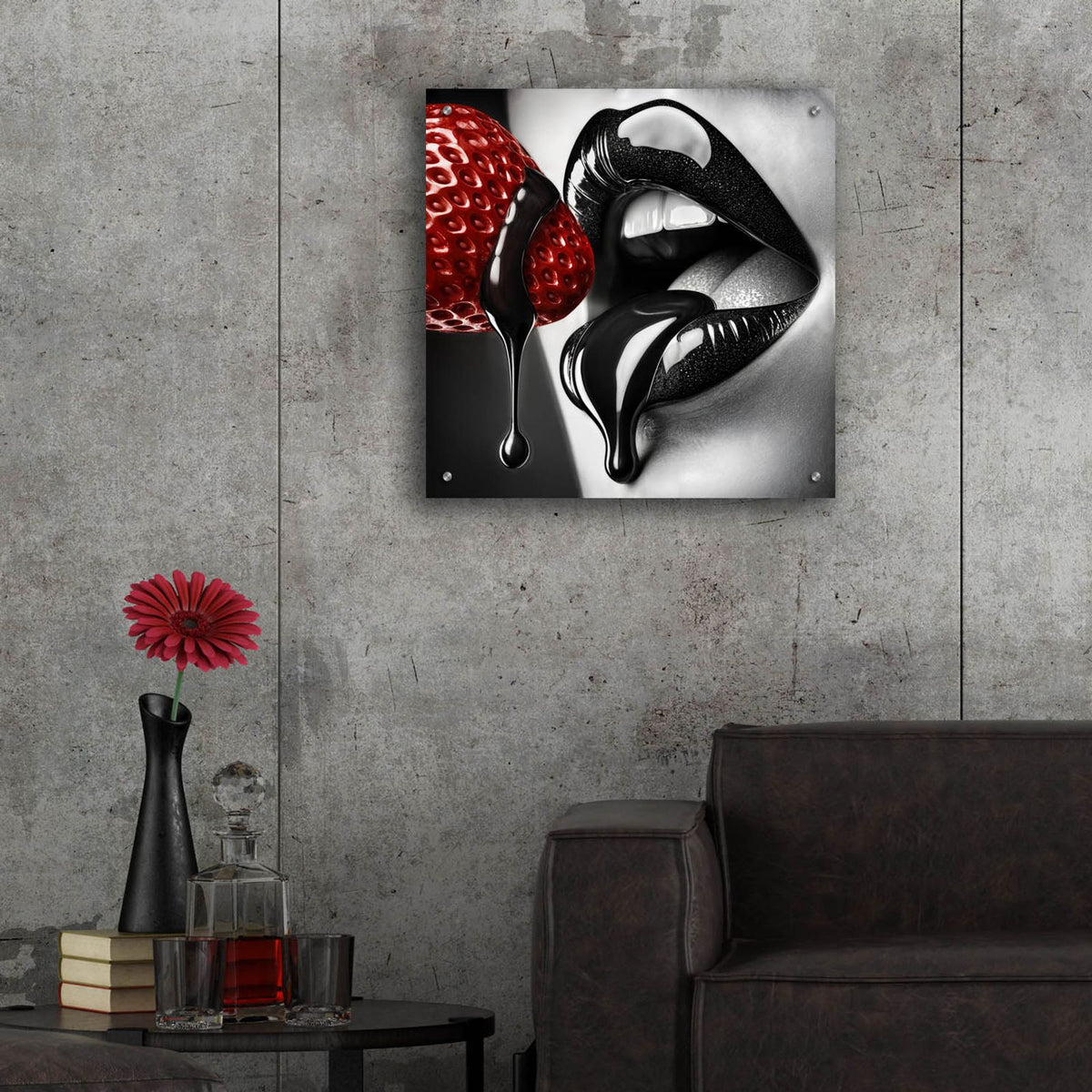Strawberry & Chocolate by Rey Klimt - 24x24 acrylic wall art in a room