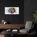 Tiger Paint Splashes by Rey Klimt - 24x12 acrylic wall art in a room