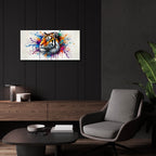Tiger Paint Splashes by Rey Klimt - 24x12 acrylic wall art in a room