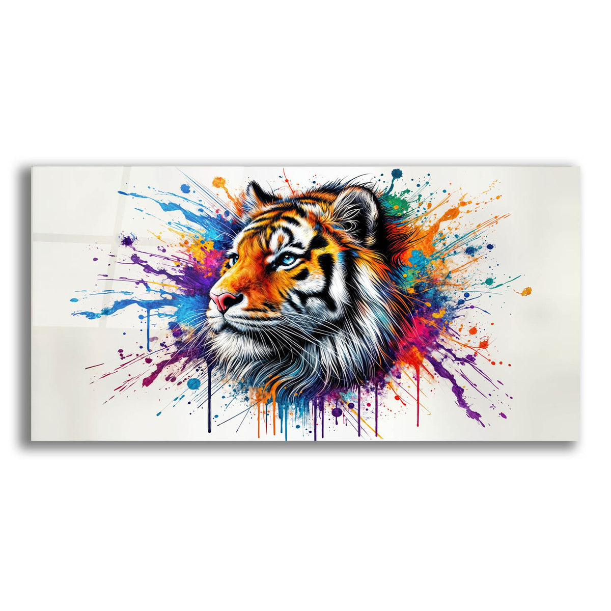 Tiger Paint Splashes by Rey Klimt acrylic glass wall art