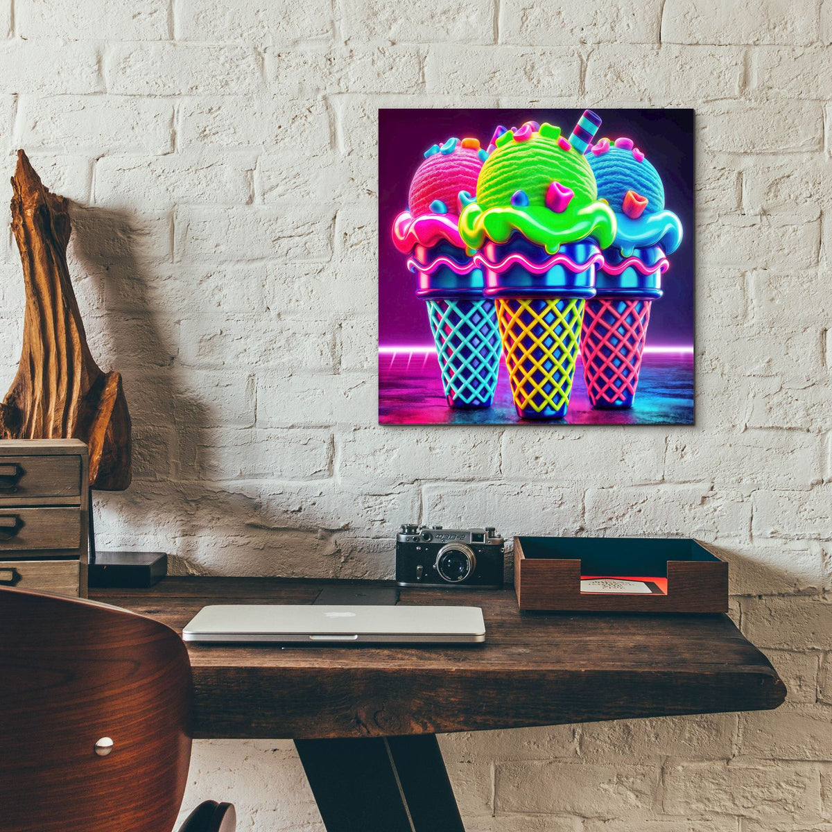 Vibrant Ice Cream by Rey Klimt - 12x12 acrylic wall art in a room