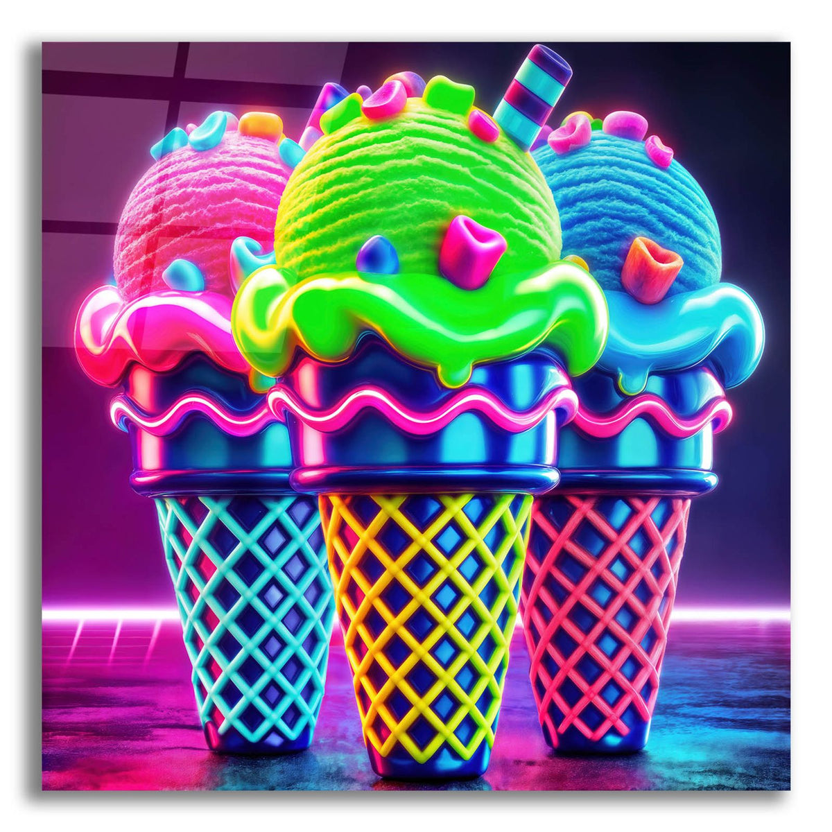 Vibrant Ice Cream by Rey Klimt acrylic glass wall art