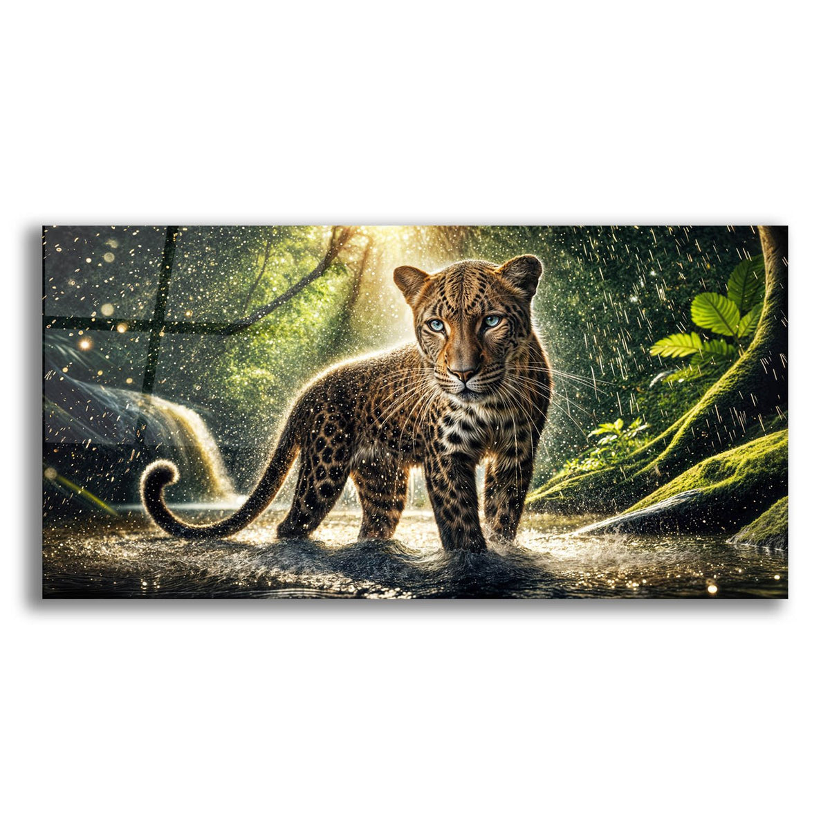 Wet Kitty Leopard by Rey Klimt acrylic glass wall art