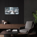Wooden Bridge In Snow Over River, Winter by Rey Klimt - 24x12 acrylic wall art in a room