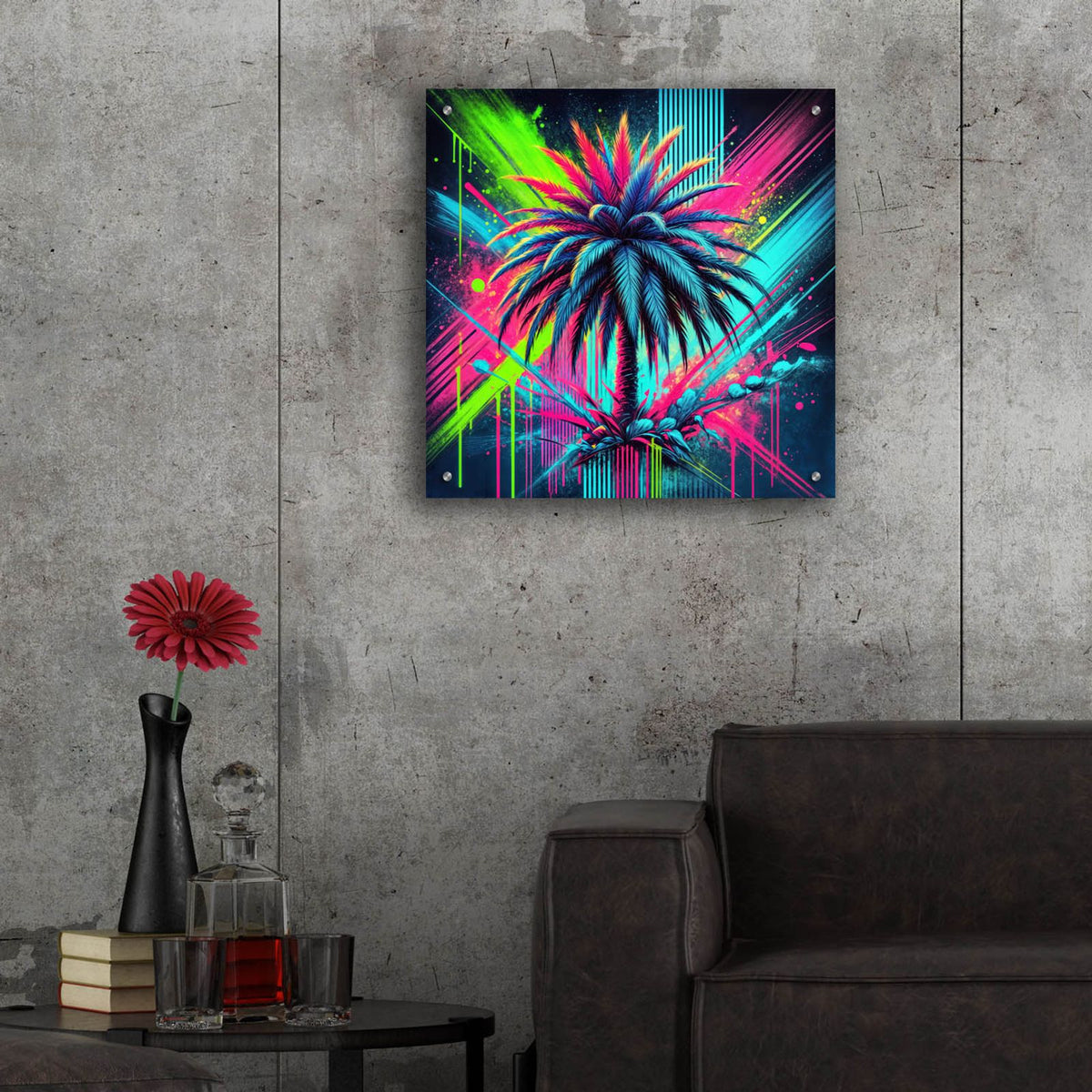 Palm Tree Abstract 2 by Rey Klimt - 24x24 acrylic wall art in a room