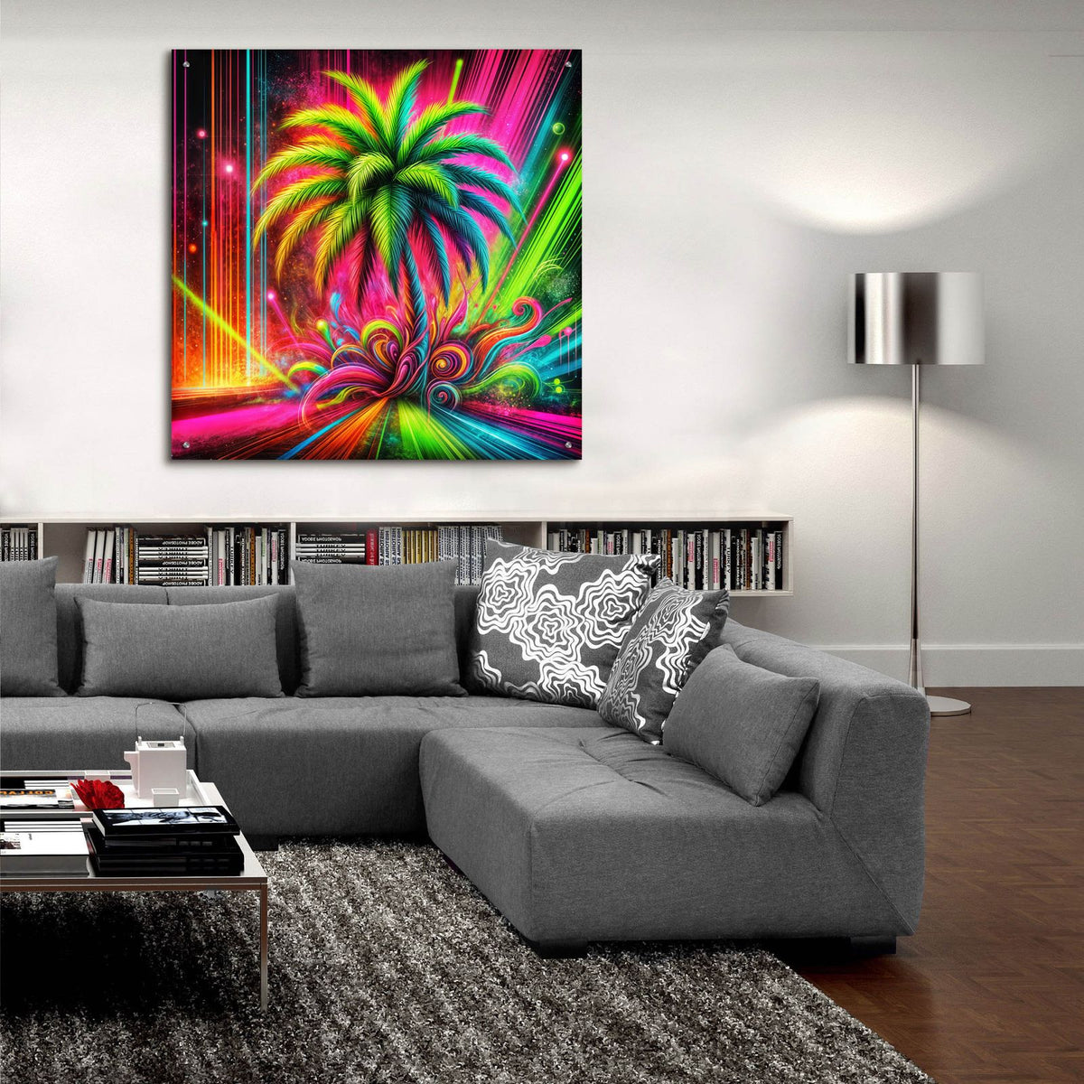 Palm Tree Abstract 1 by Rey Klimt - 36x36 acrylic wall art in a room