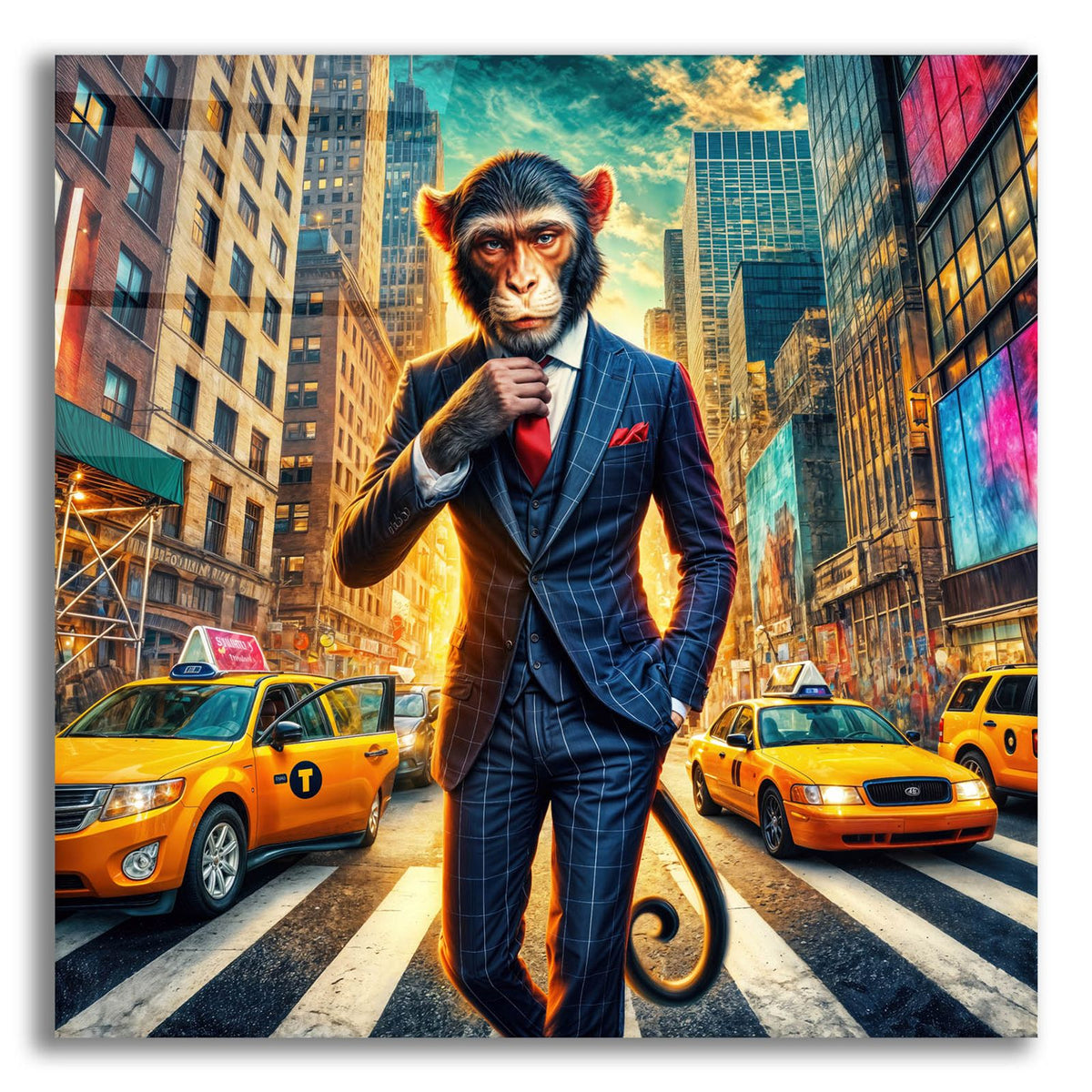 New York Monkey by Rey Klimt acrylic glass wall art