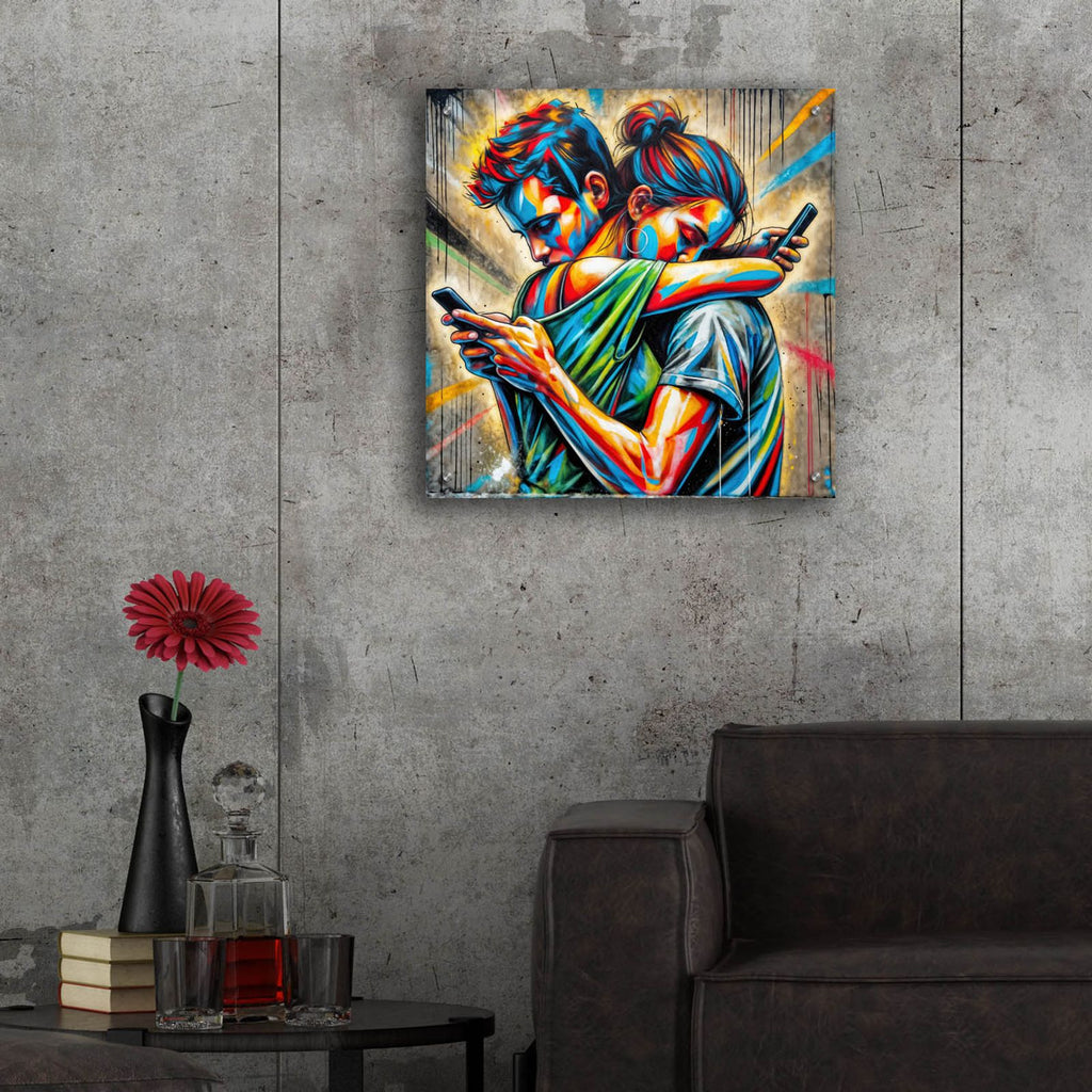Modern Hug by Rey Klimt - 24x24 acrylic wall art in a room