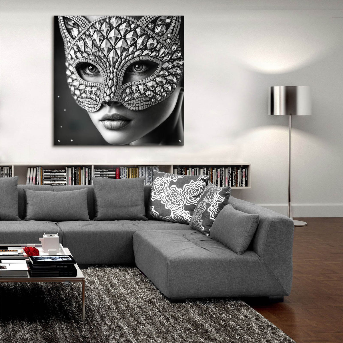Masquarade by Rey Klimt - 36x36 acrylic wall art in a room