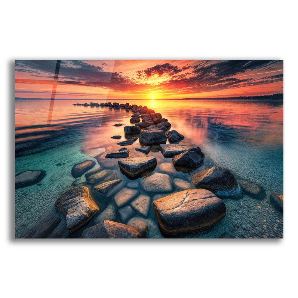 Line Of Rocks - Sunrise by Rey Klimt acrylic glass wall art