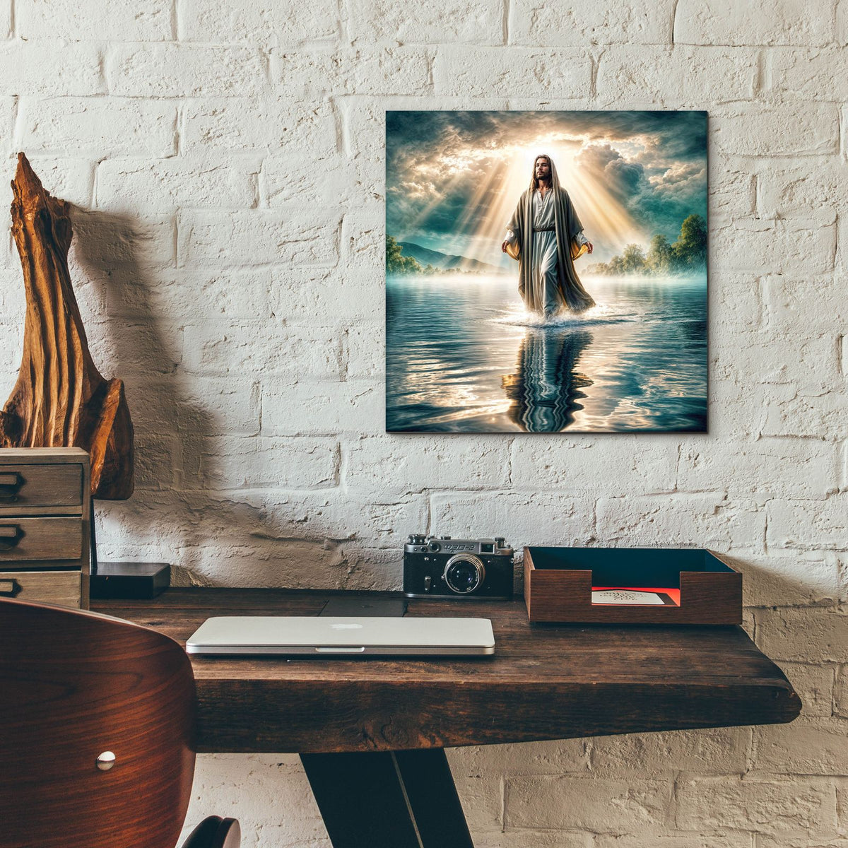 Jesus Walking On Water by Rey Klimt - 12x12 acrylic wall art in a room