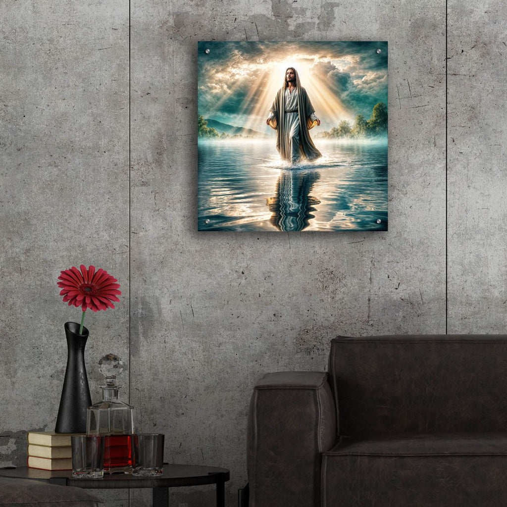 Jesus Walking On Water by Rey Klimt - 24x24 acrylic wall art in a room