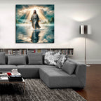 Jesus Walking On Water by Rey Klimt - 36x36 acrylic wall art in a room