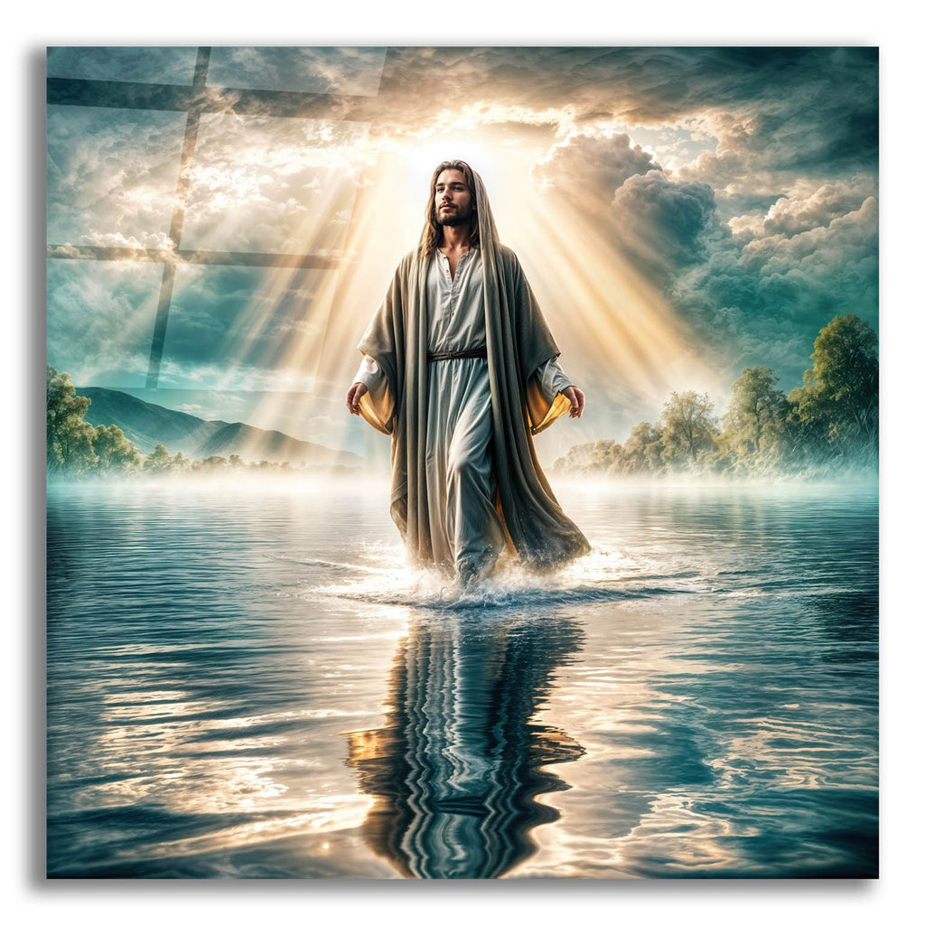 Jesus Walking On Water by Rey Klimt acrylic glass wall art