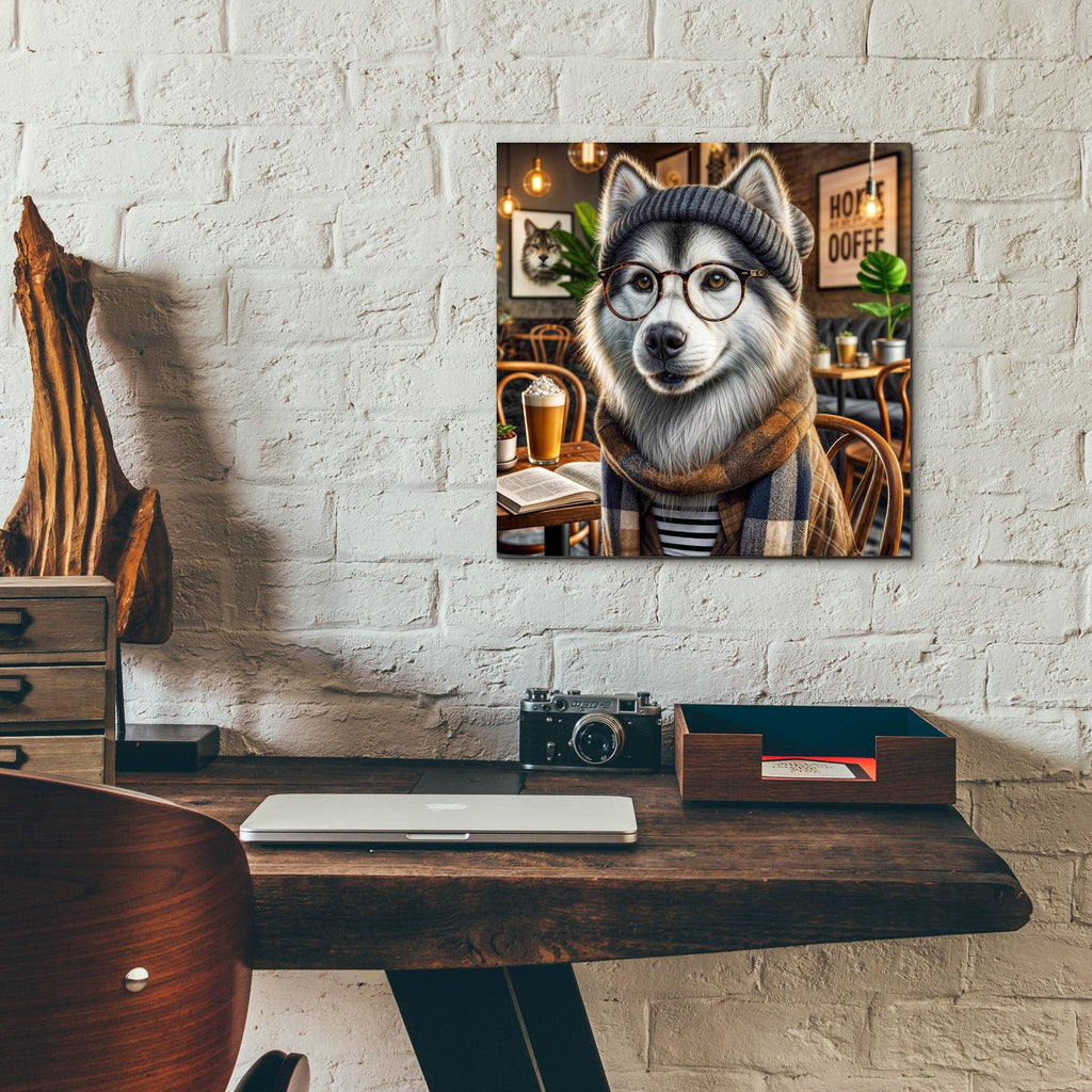 Hipster Dog - Siberian Husky by Rey Klimt - 12x12 acrylic wall art in a room