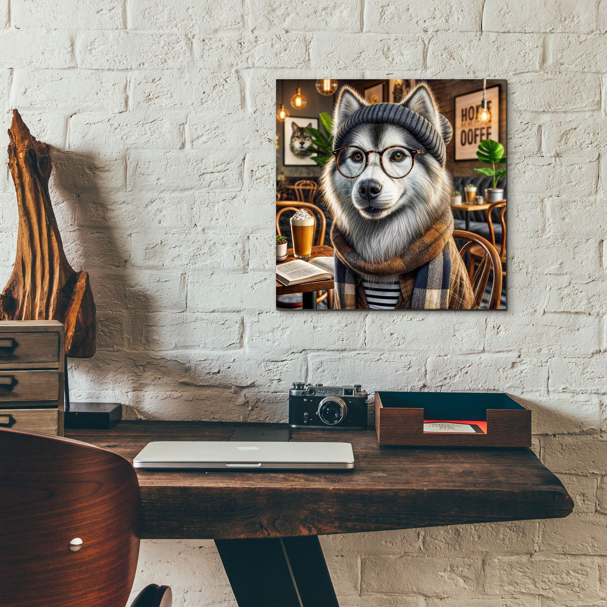 Hipster Dog - Siberian Husky by Rey Klimt - 12x12 acrylic wall art in a room